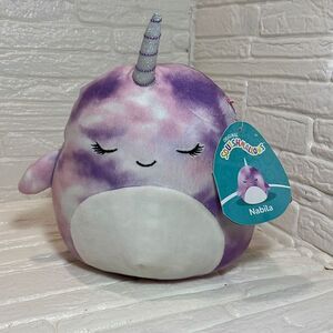 Squishmallow 5" Nabila the Narwhal Plush Stuffed Animal Kellytoy purple tie dyed